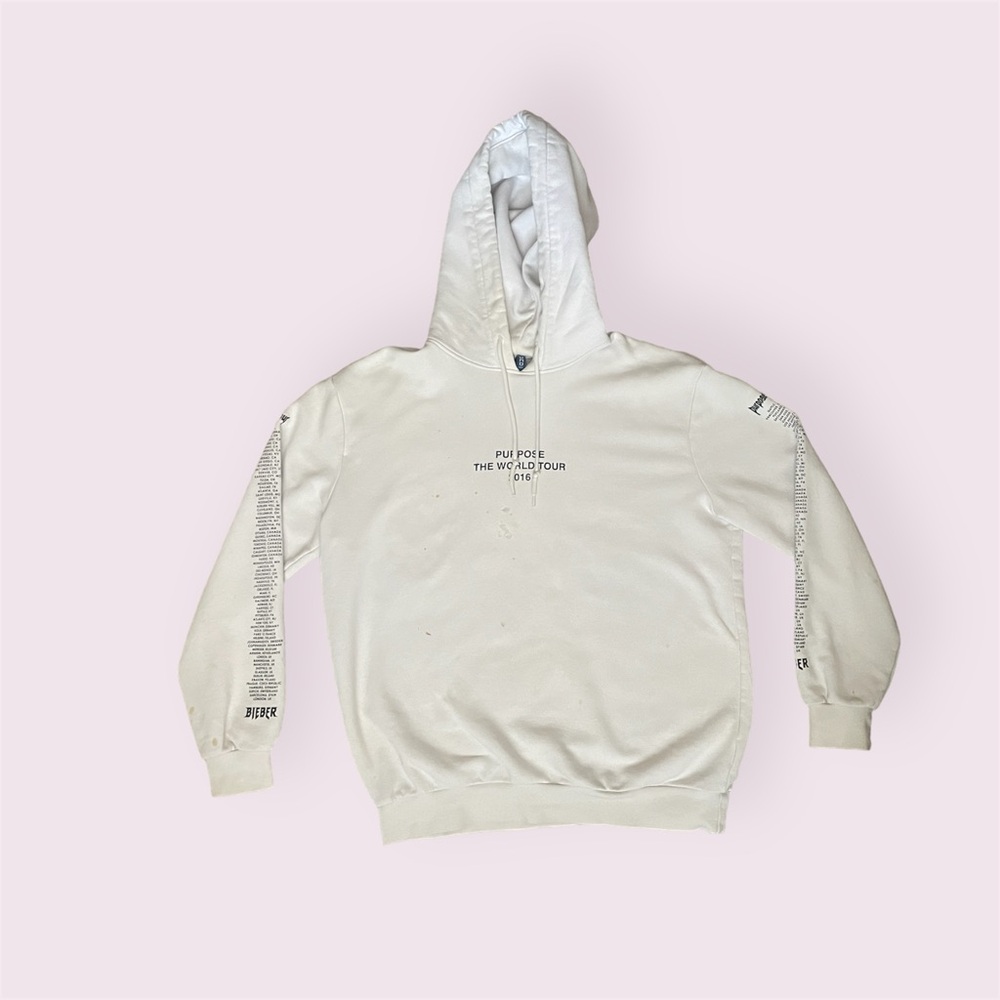 Justin Bieber Purpose World Tour H&M Merch White Hoodie Size Medium